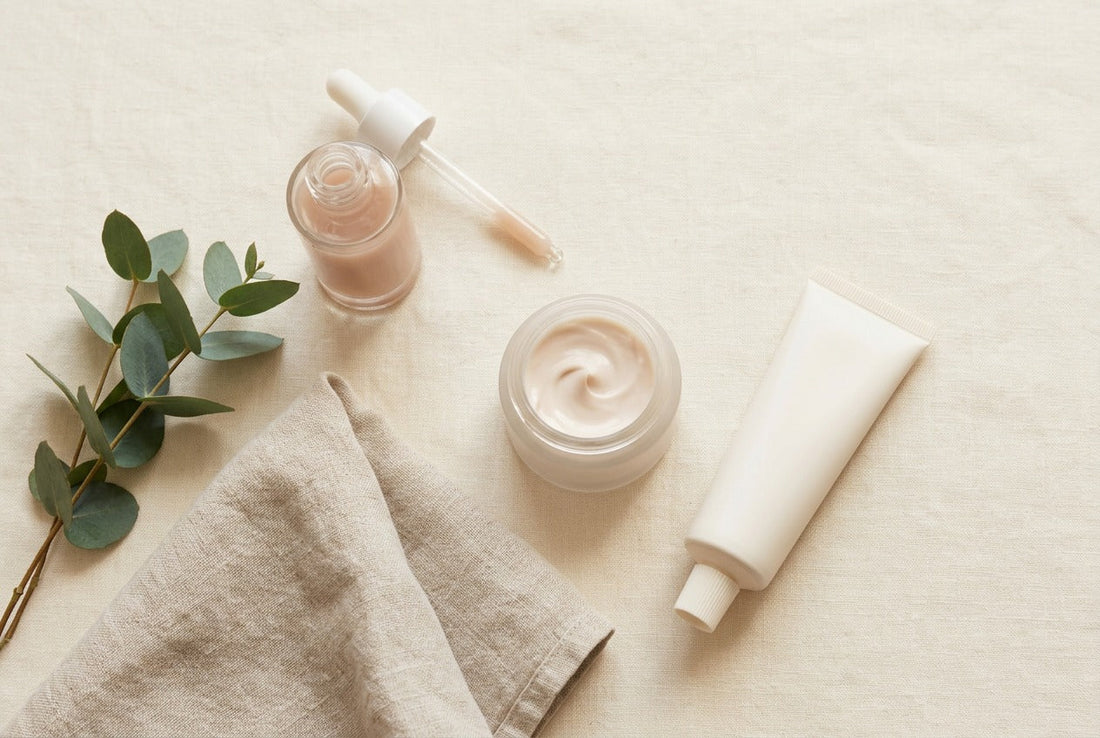 Serum, dagcrème en zonnebrand naast elkaar in de juiste volgorde voor je huidverzorging